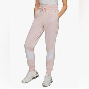 Nike Women's Soft Pink Joggers with White Accents size small